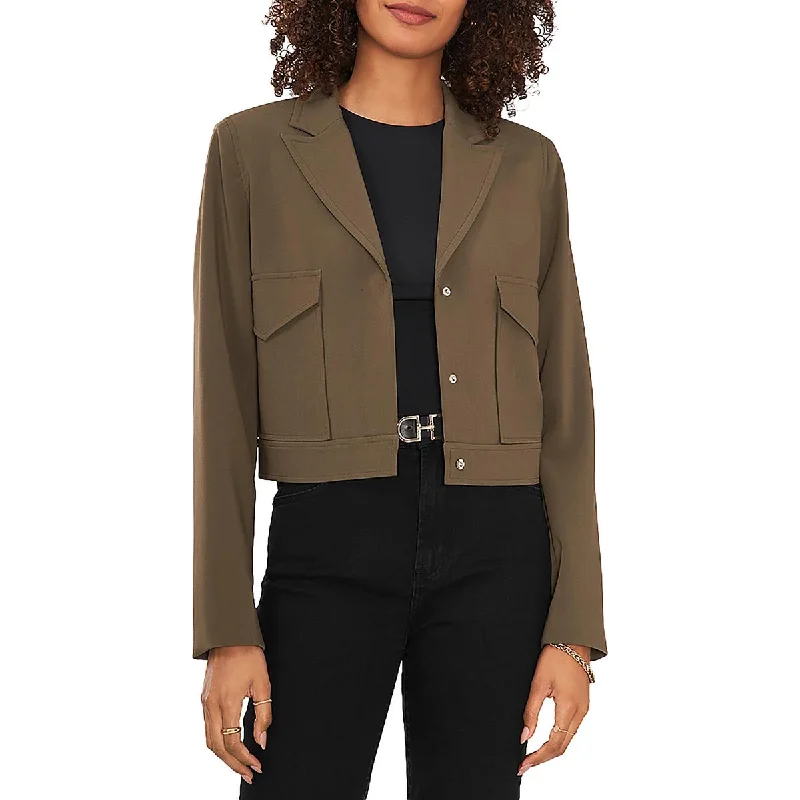 Women’s Shoes Online Womens Notch Collar Cropped Two-Button Blazer