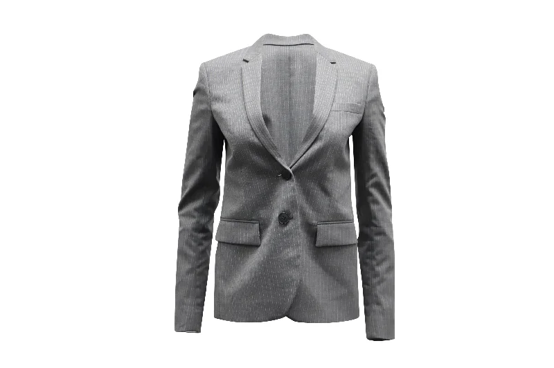 Maternity Tops For Women Theory Single-Breasted Suit Jacket in Light Gray Wool-blend