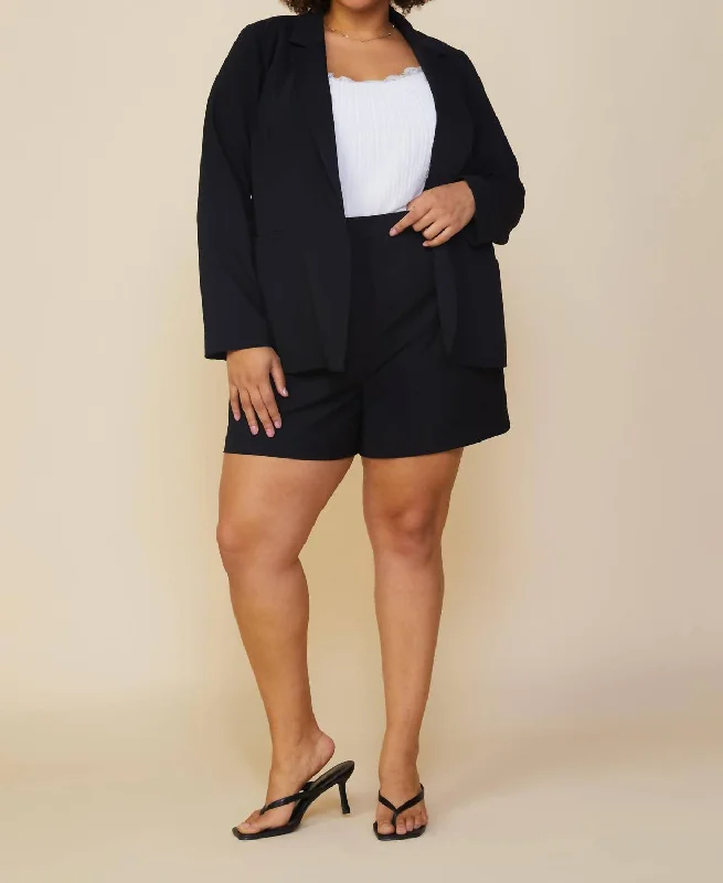 Women’s Fitness Wear Plus Size Long Sleeve Open Blazer In Black
