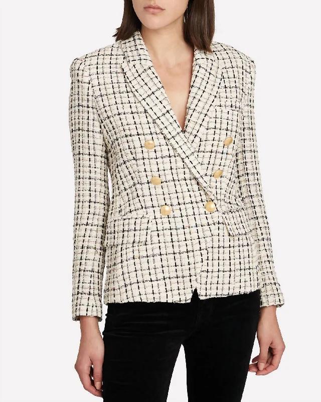 Women’s Stylish Blazers Kenzie Double Breasted Blazer In Ivory/pearl Silver