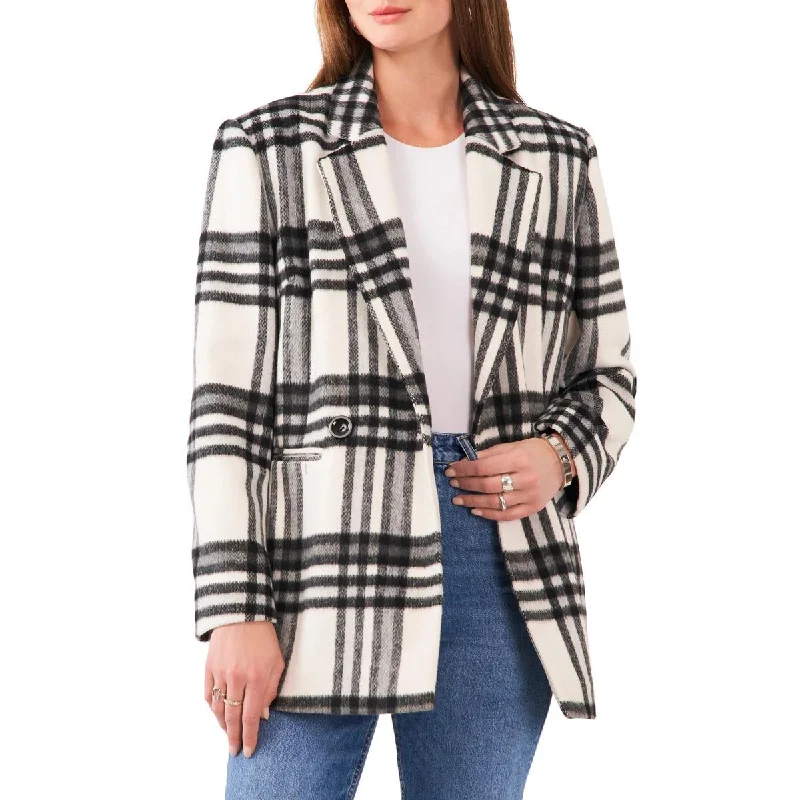 Stylish Jackets For Women Womens Plaid Notch Collar Double-Breasted Blazer
