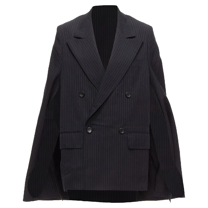 Stylish Skirts For Women Junya Watanabe Pinstripe Wool Blend Cape Sleeve Boxy Blazer