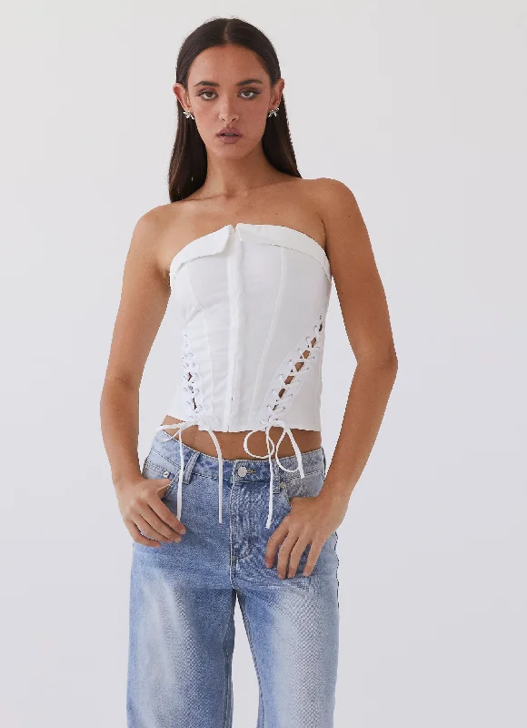 Be My Soulmate Bustier Top - White