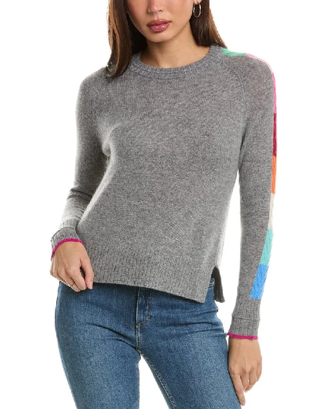 Hannah Rose Rainbow Chevron Cashmere Sweater