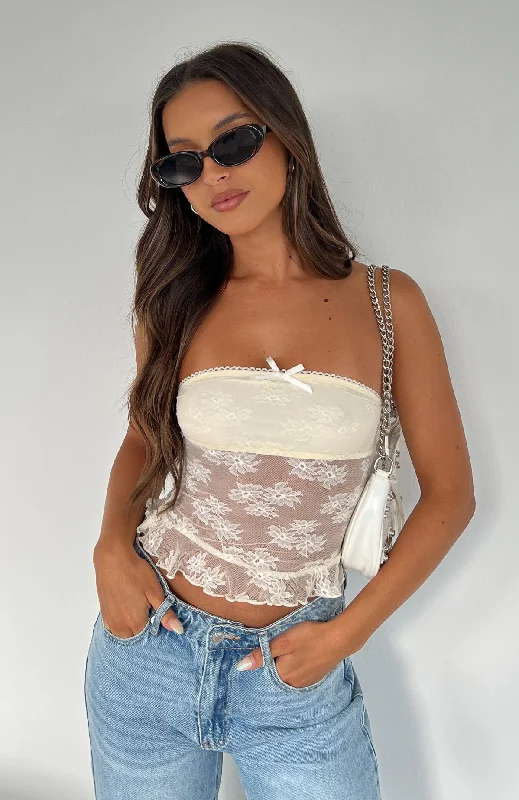 Prove You Wrong Strapless Lace Top Cream