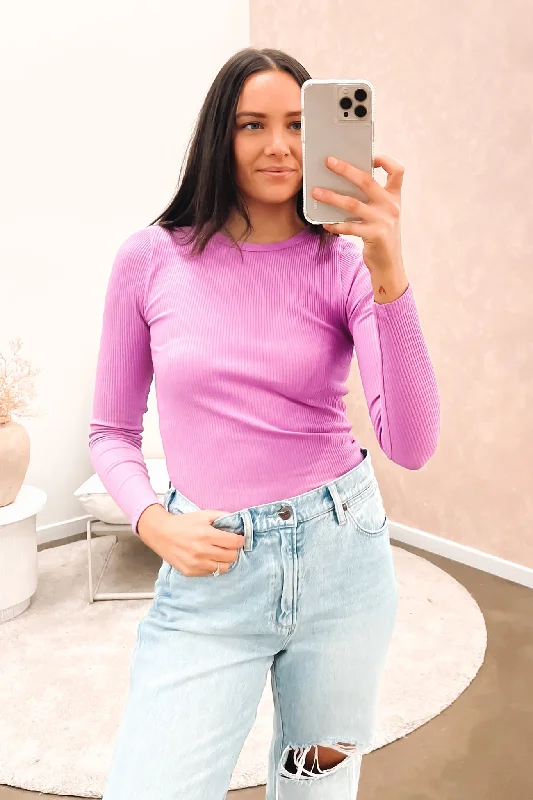 Rib Long Sleeve Plum