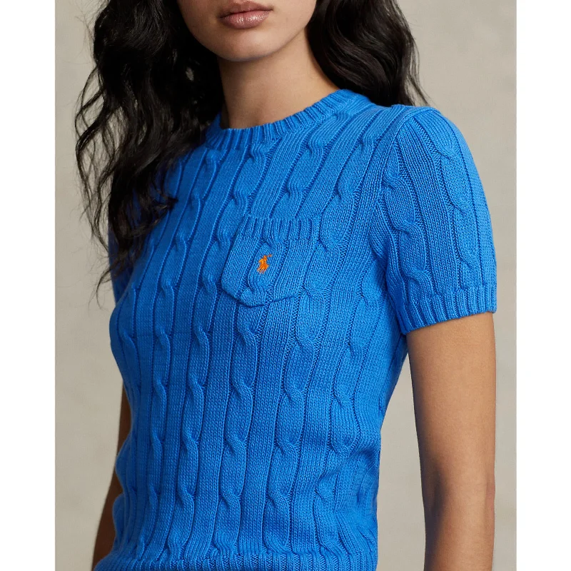 Polo Ralph Lauren - Cable-Knit Cotton Short-Sleeve Sweater - Colby Blue