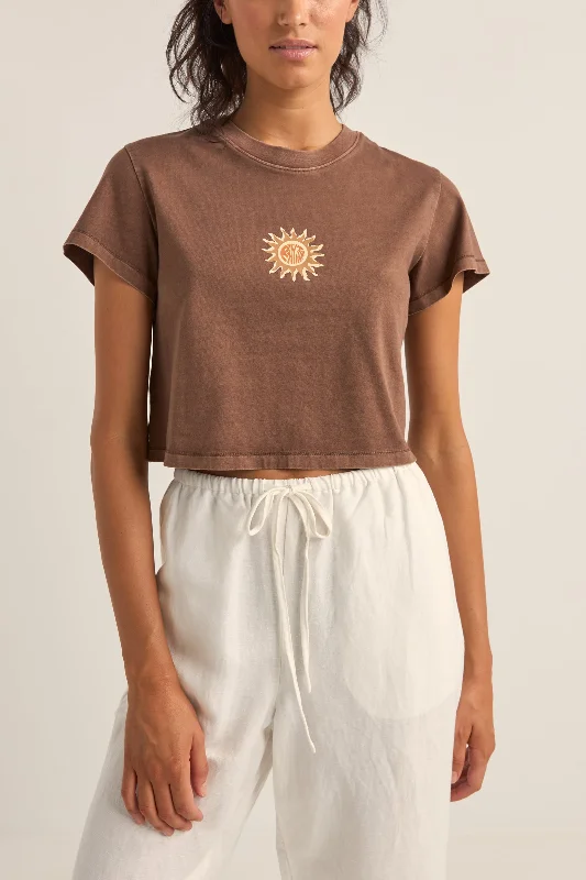 Sunshine Crop Crew Tee Chocolate