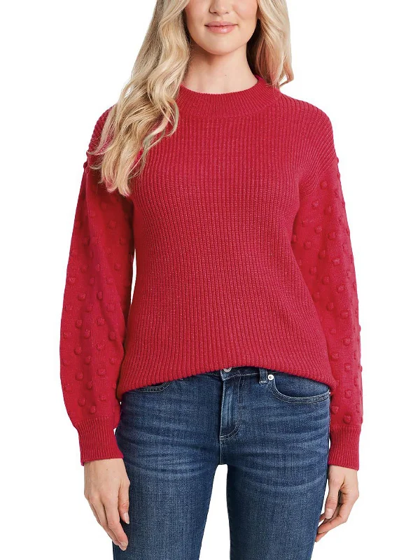 Womens Ribbed Polka Dot Pullover Sweater