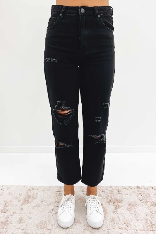 Cali Straight Leg Jean Destroyed Black