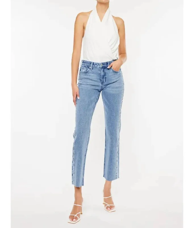 Evelyn Mid Rise Jeans In Blue