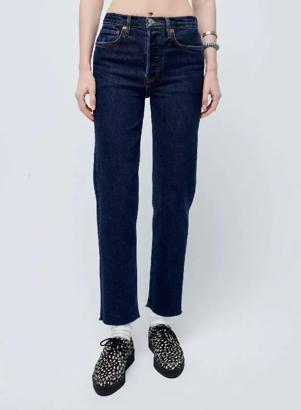 High Rise Stove Pipe Jean In Dark Rinse