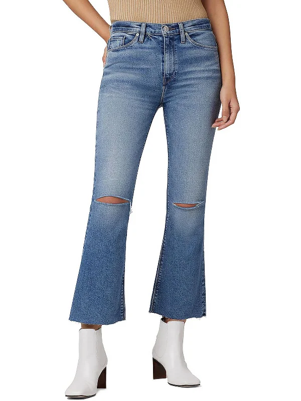 Womens Distressed Ankle Flare Jeans